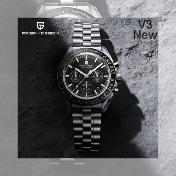 Montre tachymètre homme SPEEDMASTER MoonWatch V4 hommage Omega vue 20 - Couleurs Lagon