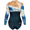 dos 3d - Combi surf manches longues MITI caraco Bleu Marine Couleurs Lagon