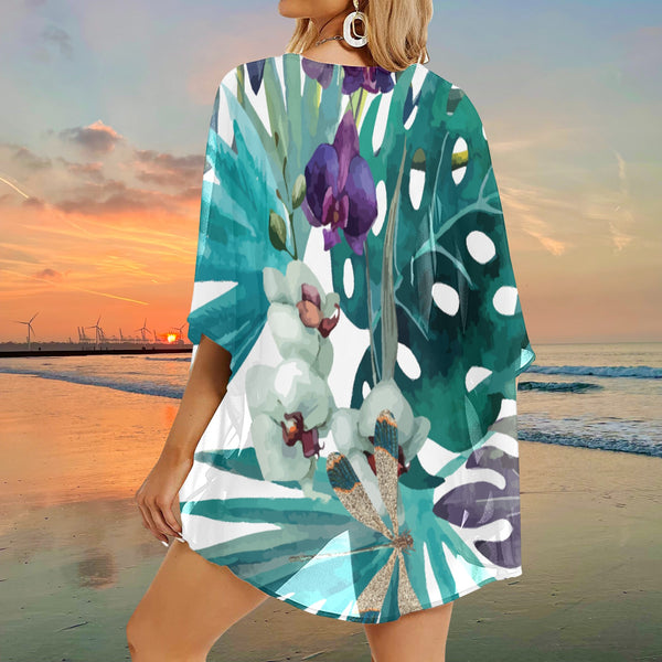 Kimono Plage Femme Tropical MITI Orchidée