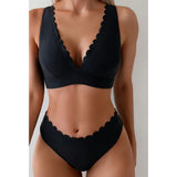 Bikini taille haute deux pièces femme noir vert - Couleurs Lagon - av noir