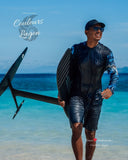 Sweat anti-UV capuche surf UPF50+ Couleurs Lagon - Denis ambassadeur plage lagon turquoise Nouvelle-Calédonie