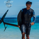 Sweat anti-UV capuche surf UPF50+ Couleurs Lagon - Denis ambassadeur plage lagon turquoise Nouvelle-Calédonie