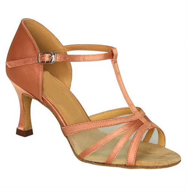 marron - Satin Scintilla Heels – Chaussure de Danse Latin en Maille Satiné - Couleurs Lagon