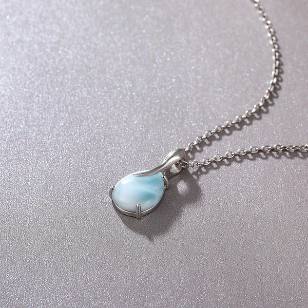 Pendentif larimar argent massif — vue latérale