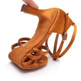 Chaussure Danse Latine Femme Satin Noeud Talon 5-7cm Pro