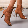 marron 3 - Chaussures de Danse Latine à Talons Hauts – Modèle LUNA II Daim Styletto - Couleurs Lagon