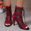 rouge 2 - Chaussures de Danse Latine à Talons Hauts – Modèle LUNA II Daim Styletto - Couleurs Lagon