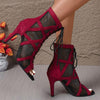 rouge 3 - Chaussures de Danse Latine à Talons Hauts – Modèle LUNA II Daim Styletto - Couleurs Lagon