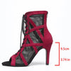 rouge - Chaussures de Danse Latine à Talons Hauts – Modèle LUNA II Daim Styletto - Couleurs Lagon