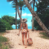dos plage cocotier - Monokini Push-Up V Plongeant Dos Nu Criss-Cross Floral Orange - Couleurs Lagon