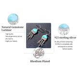caractéristiques - Boucle d'Oreille Méduse Argent Massif & Larimar Naturelle - Couleurs Lagon