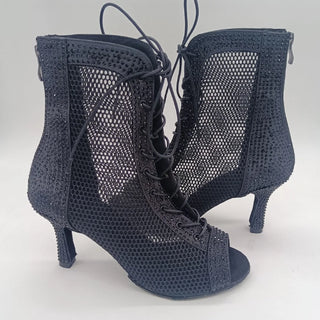 presentation - Cristal Rhapsody – Bottines de danse Latin & Jazz en suède & cristal Talon 7 cm - Couleurs Lagon