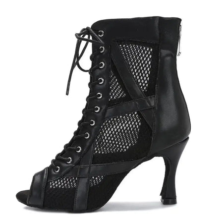 presentation - Chaussures de Danse Latine Noires à Talons Hauts – Modèle LUNA