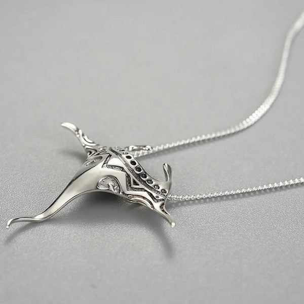 s925 - Pendentif Raie Manta en Argent Massif Polynésie - Couleurs Lagon