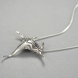 s925 - Pendentif Raie Manta en Argent Massif Polynésie - Couleurs Lagon