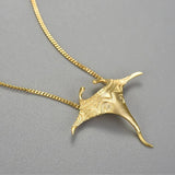 s925 plaqué or - Pendentif Raie Manta en Argent Massif Polynésie - Couleurs Lagon