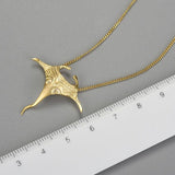 taille or - Pendentif Raie Manta en Argent Massif Polynésie - Couleurs Lagon