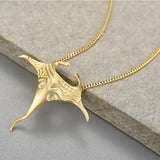 dessus or - Pendentif Raie Manta en Argent Massif Polynésie - Couleurs Lagon