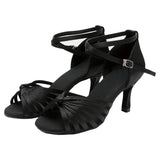 Chaussure Danse Latine Femme Satin Noeud Talon 5-7cm Pro