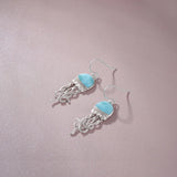 sur table rose - Boucle d'Oreille Méduse Argent Massif & Larimar Naturelle - Couleurs Lagon