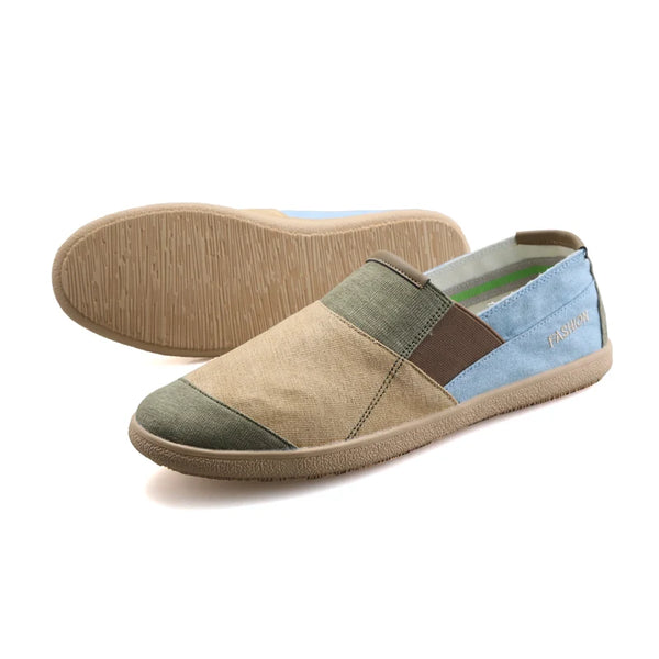 Chaussures espadrilles homme patchwork – détail matière, Couleurs Lagon