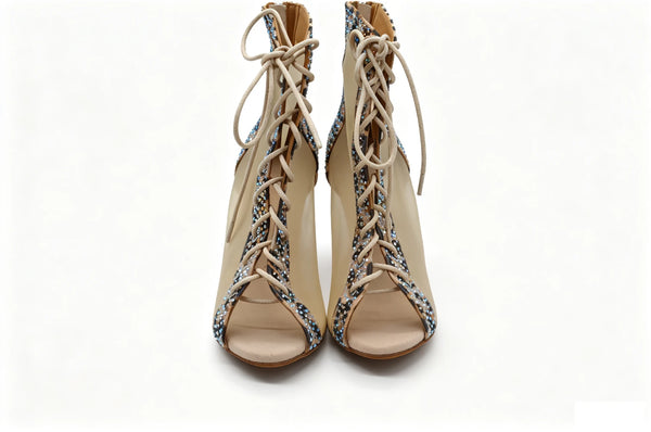 Chaussures salsa femme bottine léopard suède — vue côté | Couleurs Lagon