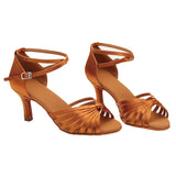 Chaussure Danse Latine Femme Satin Noeud Talon 5-7cm Pro