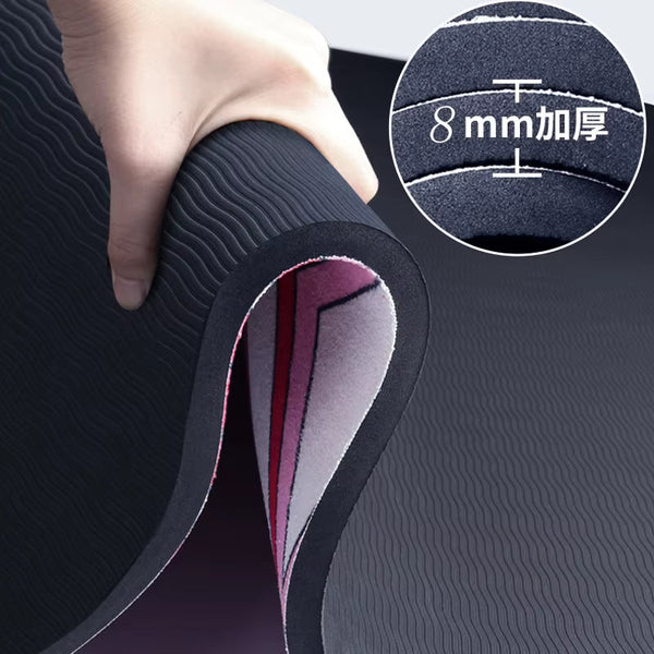 Gros plan épaisseur 8mm du tapis de yoga large Couleurs Lagon