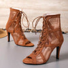 marron 1 - Chaussures de Danse Latine à Talons Hauts – Modèle LUNA II Daim Styletto - Couleurs Lagon
