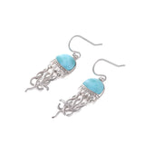 sur fond blanc - Boucle d'Oreille Méduse Argent Massif & Larimar Naturelle - Couleurs Lagon