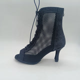 fond gris gauche - Cristal Rhapsody – Bottines de danse Latin & Jazz en suède & cristal Talon 7 cm - Couleurs Lagon