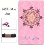 Tapis de yoga large 100x183cm mandala rose, épaisseur 8mm, avec sac de transport - Couleurs Lagon