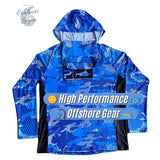Rashguard homme bleu camo pêche outdoor vue de face — Couleurs Lagon