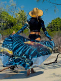 Détail motif Bénitier Bleu du paréo robe de plage femme — Couleurs Lagon