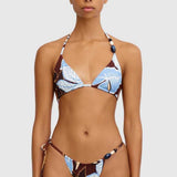 avant plan serre - Bikini Brésilien Floral Bleu Marron – Maillot de Bain Sexy et Confortable - Couleurs Lagon