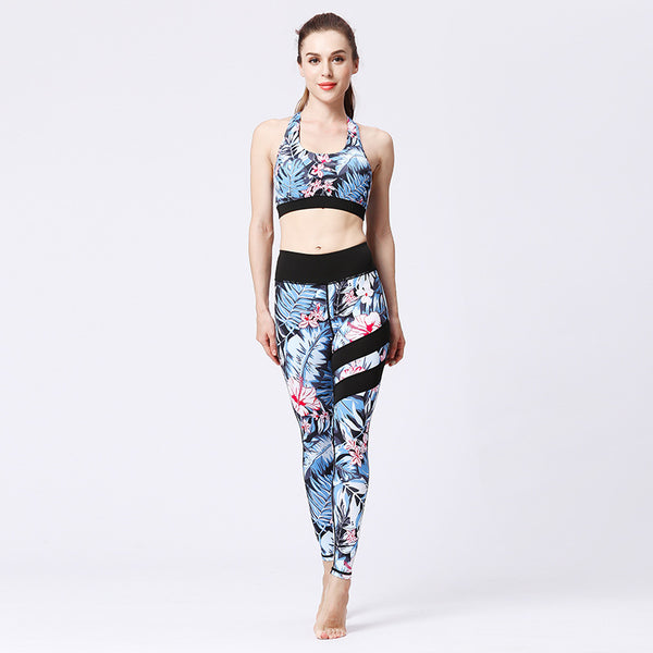 Tenue de yoga femme Couleurs Lagon - motif floral bleu nuit, vue 2