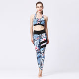 Tenue de yoga femme Couleurs Lagon - motif floral bleu nuit, vue 2
