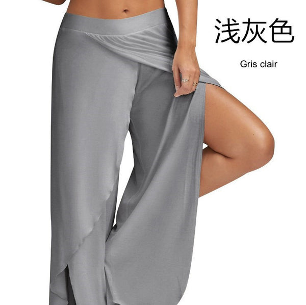 gris clair - Pantalon Bali large fluide taille basse femme S-5XL – Mode été plage balnéaire décontractée - Couleurs Lagon