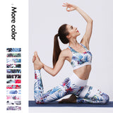 Tenue de yoga femme Couleurs Lagon - motif floral blanc