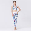 floral blanc - Ensemble de Yoga Femme | Pantalon et Brassière Sportive Séchage Rapide Couleurs Lagon