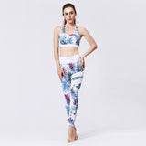 Tenue de yoga femme Couleurs Lagon - motif floral blanc, vue 2