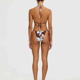dos - Bikini Brésilien Floral Bleu Marron – Maillot de Bain Sexy et Confortable - Couleurs Lagon