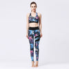floral noir CL - Ensemble de Yoga Femme | Pantalon et Brassière Sportive Séchage Rapide Couleurs Lagon