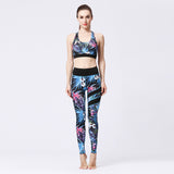 Tenue de yoga femme Couleurs Lagon - motif floral noir CL