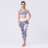 floral blanc motif noir - Ensemble de Yoga Femme | Pantalon et Brassière Sportive Séchage Rapide Couleurs Lagon