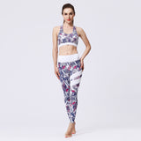 Tenue de yoga femme Couleurs Lagon - motif floral blanc et noir