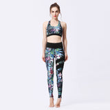 Tenue de yoga femme Couleurs Lagon - motif floral noir, vue 2