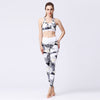 geo noir et blanc - Ensemble de Yoga Femme | Pantalon et Brassière Sportive Séchage Rapide Couleurs Lagon
