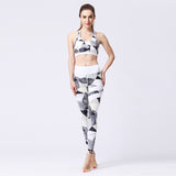 Tenue de yoga femme Couleurs Lagon - motif géométrique noir et blanc