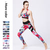 floral rouge - Ensemble de Yoga Femme | Pantalon et Brassière Sportive Séchage Rapide Couleurs Lagon